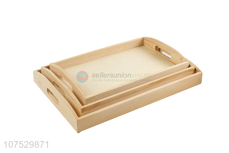 Hot sale rectangular wooden breakfast serving tray with handles