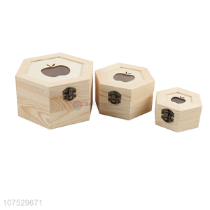 China manufacturer wooden jewelry box with apple shape window lid