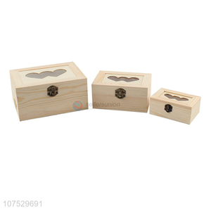 Wholesale wooden jewelry box with two-hearted shape window lid