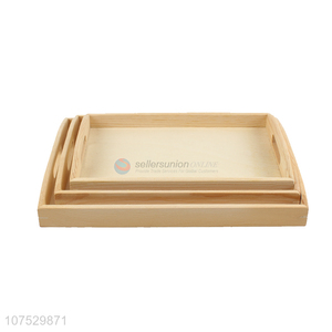 Hot sale rectangular wooden breakfast serving tray with handles