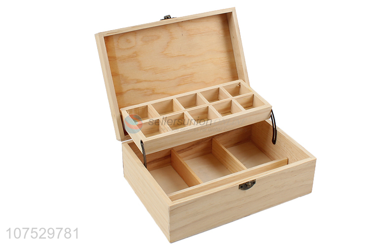 Competitive price 2 tier wooden tea bag box jewelry storage box