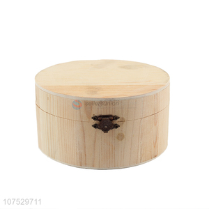 Latest arrival round wooden craft box gift box with locking clasp