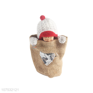 Excellent quality table decoration Christmas fabric dolls in linen bag