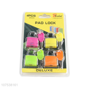Good Quality 4 Pieces Colorful Pad Lock With Keys Set