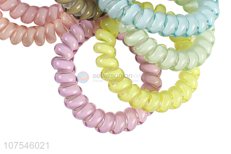 Latest Product Colorful Elastic Plastic Telephone Wire Hair Rings