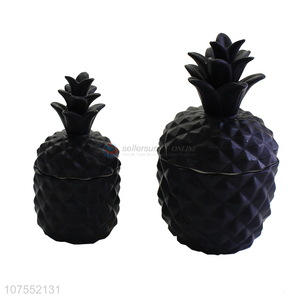 Hot Sales Fruit Pineapple Shape Ceramic Ornaments With Lid