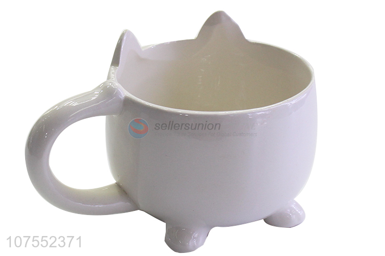 Bottom Price Lovely Cat Design Ceramic Water Cup With Handle
