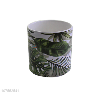 New Product Nordic Ceramic Flowerpot Cylinder Leaf Pattern Flowerpot