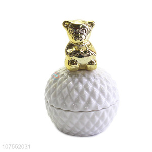 Wholesale Price Ceramic Storage Jar With Gold Pig Ceramic Lid