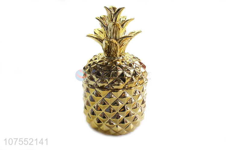 High Quality Exquisite Decoration Pineapple Shape Ceramic Ornaments With Lid