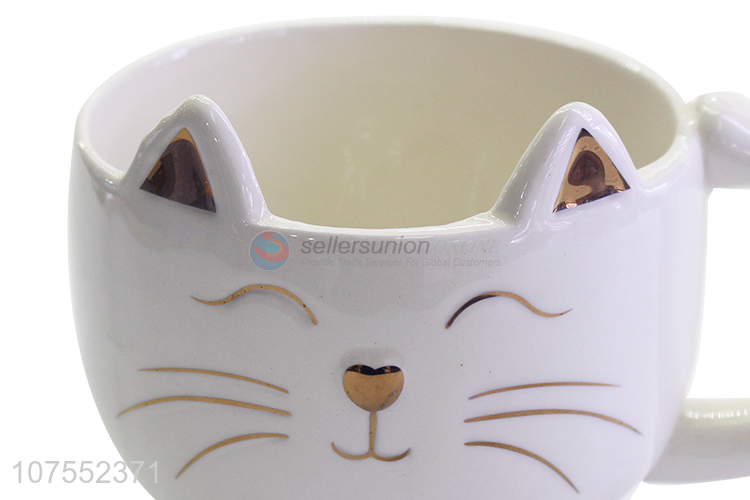 Bottom Price Lovely Cat Design Ceramic Water Cup With Handle