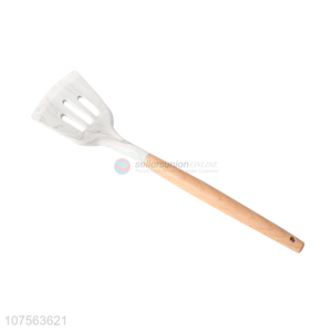 New products fashion marbling silicone slotted shovel with wooden handle