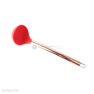 Low price silicone soup ladle with gold stainless steel handle