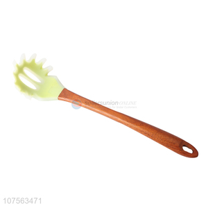 Best selling kitchen utensils translucence silicone spaghetti spatula with wooden handle