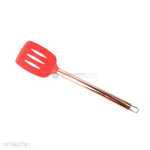 China factory gold stainless steel handle silicone slotted shovel kitchen tools