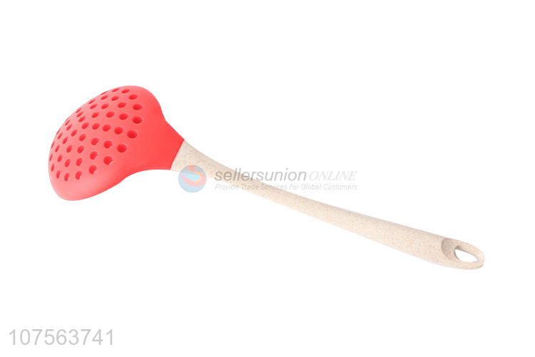 Good sale eco-biodegradable straw handle silicone skimmer cooking tools