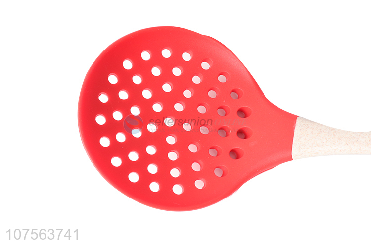 Good sale eco-biodegradable straw handle silicone skimmer cooking tools