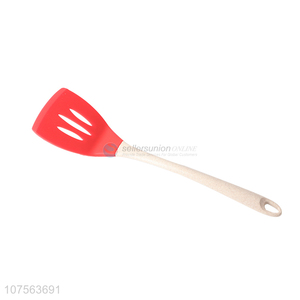 High quality eco-friendly straw handle silicone slotted turner slotted shovel