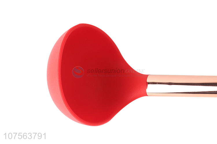 Low price silicone soup ladle with gold stainless steel handle