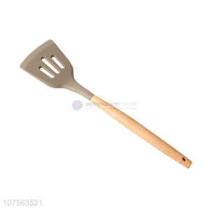 Hot sale wooden handle silicone slotted shovel kitchen cooking tools