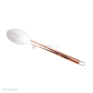 Creative design marbling silicone slotted spoon with gold stainless steel handle