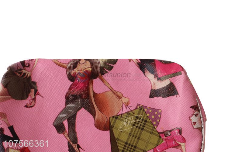 Promotional fashion ladies printed pu leather makeup bag cosmetic pouch