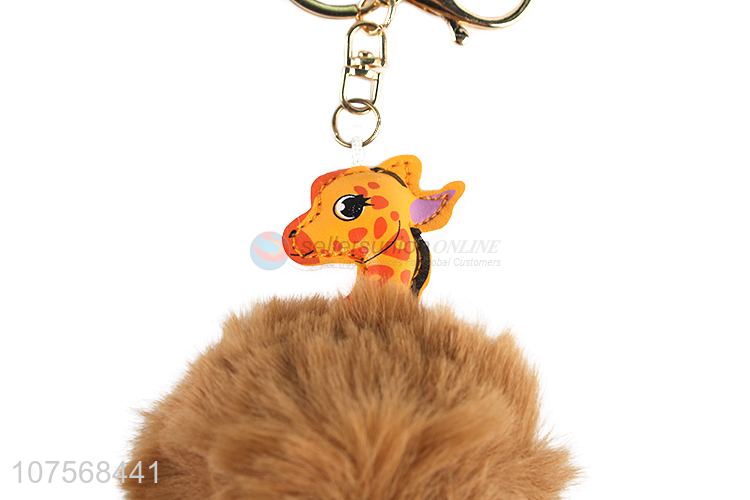 Promotional lovely deer hair ball key chain faux fur ball bag pendants