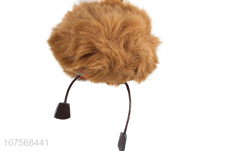 Promotional lovely deer hair ball key chain faux fur ball bag pendants