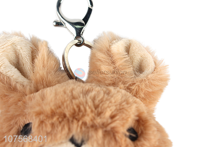 Latest design faux fur pom pom key chain bag charm fluffy ball keyring