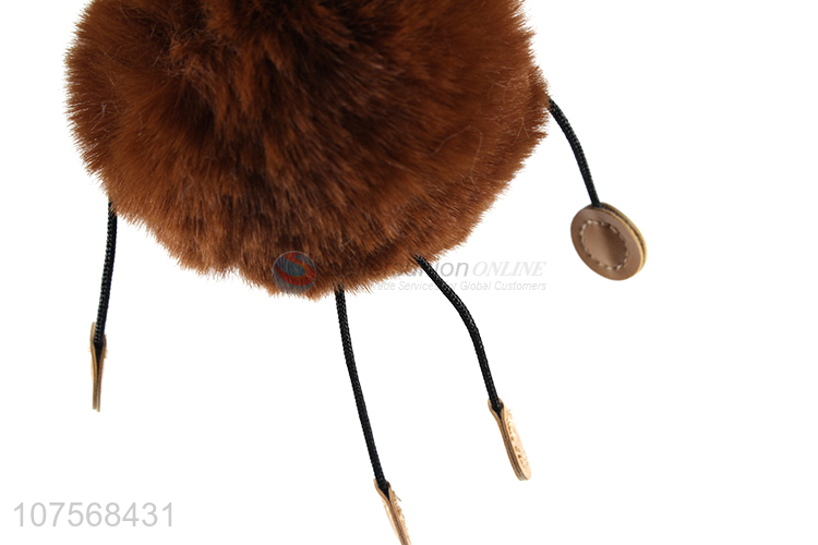 New design fluffy moneky key chain fluffy faux fur ball bag pendants