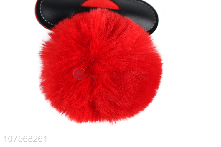Hot sale bee hair ball key chain faux fur ball bag pendants