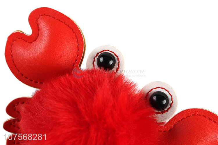 High quality faux fur pom pom key chain bag charm fluffy crab keyring