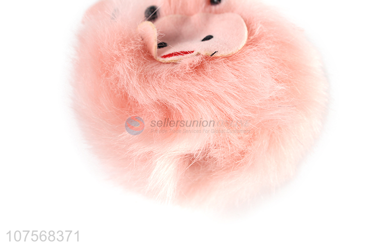 Bottom price fluffy piggy key chain fluffy faux fur ball bag pendants