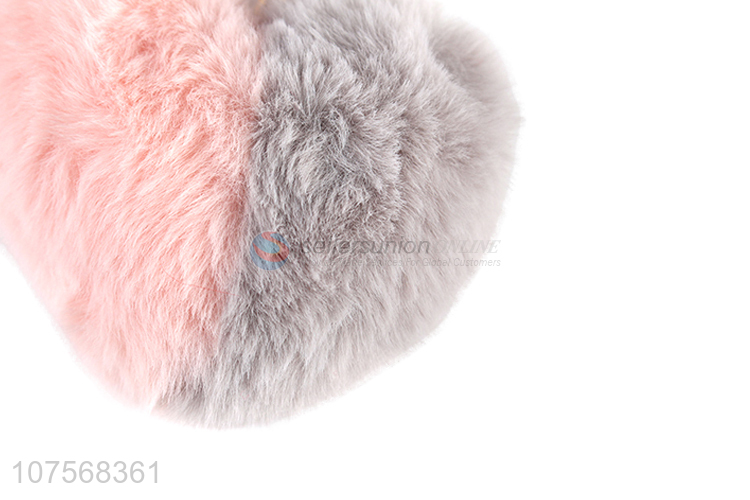 China factory fashion heart key chains plush key chain fur ball pendants