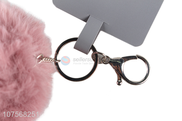 Good quality faux rabbit fur key chain fluffy animal key chain toy