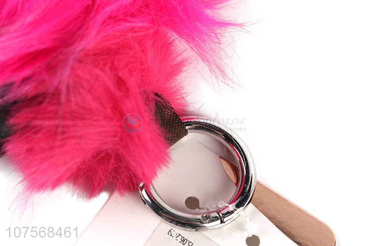 Popular products faux fur pom pom key chain bag charm fluffy sheep keyring