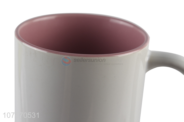 New selling promotion 11oz inner color outer white ceramic cup