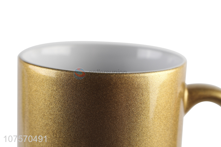 Customized 11oz golden sublimation glittering mug ceramic pearl cup