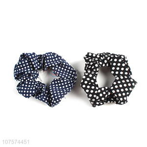 Factory direct sale trendy polka dot hair scrunchies ponytail holder for girls