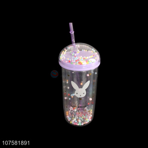 Fashion Style Straw Cup Plastic Juice Cup Beverage Cup