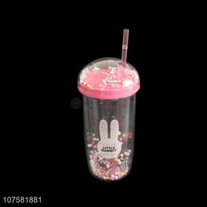 Delicate Design Colored Beads Straw Cup Plastic Juice Cup