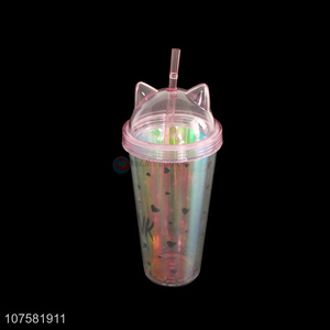 Cute Design Plastic Straw Cup Juice Cup Drinking Cup
