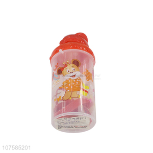Hot Sale Cartoon Printing Plastic Water Bottle With Straw