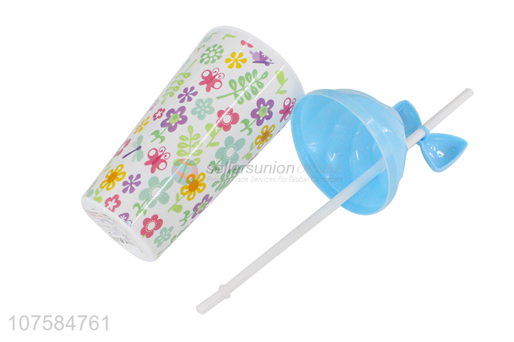 Fashion Design Plastic Straw Cup Water Cup With Lid