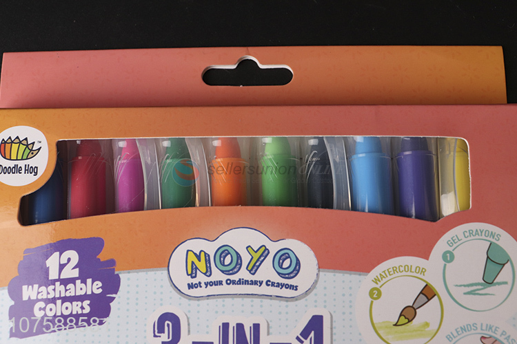 Competitive Price 12 Colors 3 In 1 Washable Gel Crayons