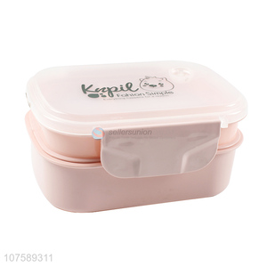 Fashion Design Double Layer Lunch Box With Spoon Set