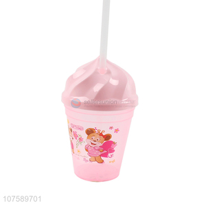 Wholesale Cartoon Pattern Plastic Water Cup Straw Cup