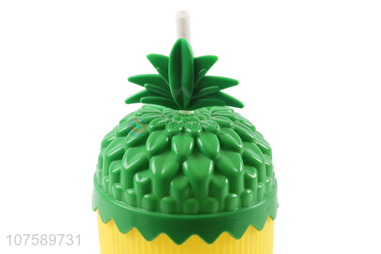 New Style Pineapple Shape Colorful Water Cup With Lid And Straw