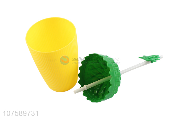 New Style Pineapple Shape Colorful Water Cup With Lid And Straw