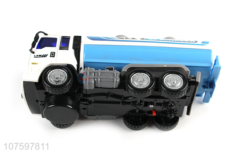 Hot sale kids toy construction truck electric oil tank truck with music